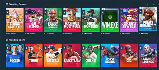Games ready to play once you've signed up to the casino.