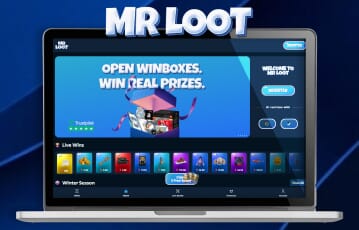 MrLoot homepage displaying winbox games and prizes
