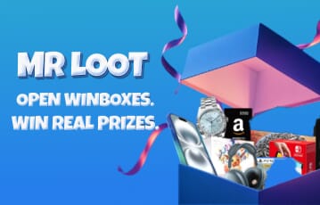 MrLoot promotional graphic featuring winbox opening animation