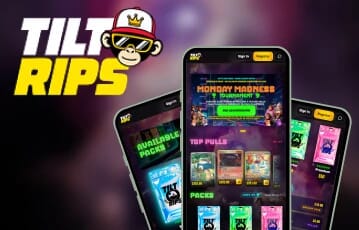 TiltRips mobile app displaying colourful game selections