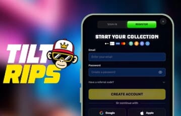 TiltRips account creation screen on mobile device